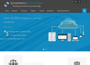 How synametrics.com looks like on a tablet such as an iPad.