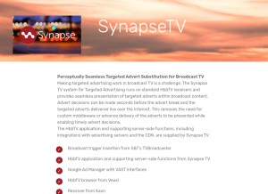 How synapsetv.com looks like on a tablet such as an iPad.