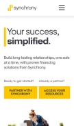 How synchronybusiness.com looks like on a mobile device such as an iPhone.