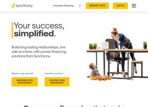 How synchronybusiness.com looks like on a tablet such as an iPad.