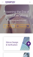 How synopsys.com looks like on a mobile device such as an iPhone.
