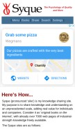 How syque.com looks like on a mobile device such as an iPhone.
