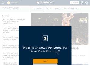 How syracuse.com looks like on a tablet such as an iPad.