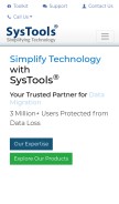 How systoolsgroup.com looks like on a mobile device such as an iPhone.
