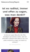 How sz-magazin.de looks like on a mobile device such as an iPhone.