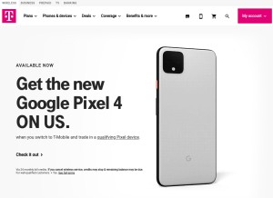 How t-mobile.com looks like on a tablet such as an iPad.