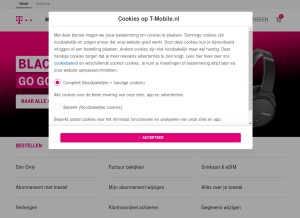 How t-mobile.nl looks like on a tablet such as an iPad.