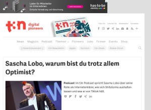 How t3n.de looks like on a tablet such as an iPad.