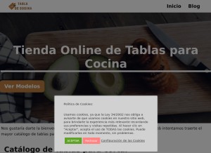 How tabladecocina.com looks like on a tablet such as an iPad.