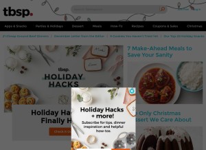 How tablespoon.com looks like on a tablet such as an iPad.