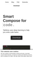 How tabnine.com looks like on a mobile device such as an iPhone.