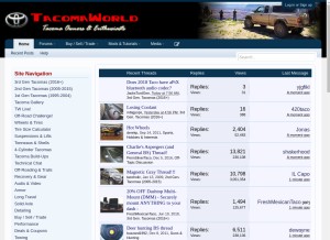 How tacomaworld.com looks like on a tablet such as an iPad.