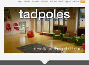 How tadpoles.com looks like on a tablet such as an iPad.