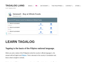 How tagaloglang.com looks like on a tablet such as an iPad.