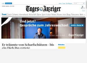 How tagesanzeiger.ch looks like on a tablet such as an iPad.