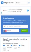How tagsfinder.com looks like on a mobile device such as an iPhone.