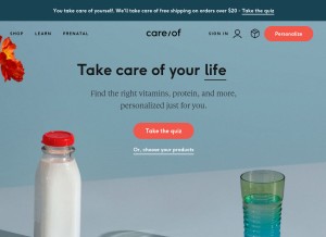 How takecareof.com looks like on a tablet such as an iPad.