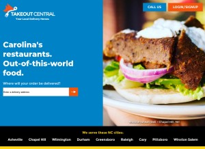 How takeoutcentral.com looks like on a tablet such as an iPad.