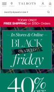 How talbots.com looks like on a mobile device such as an iPhone.