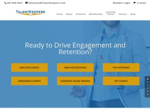 How talentkeepers.com looks like on a tablet such as an iPad.