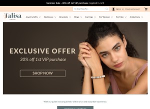 How talisa.com looks like on a tablet such as an iPad.