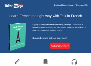 How talkinfrench.com looks like on a tablet such as an iPad.