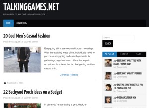 How talkinggames.net looks like on a tablet such as an iPad.