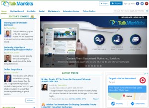 How talkmarkets.com looks like on a tablet such as an iPad.