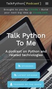 How talkpython.fm looks like on a mobile device such as an iPhone.