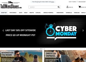 How tallmenshoes.com looks like on a tablet such as an iPad.