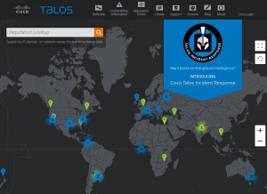 How talosintelligence.com looks like on a tablet such as an iPad.