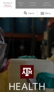 How tamhsc.edu looks like on a mobile device such as an iPhone.