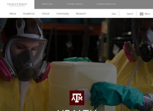 How tamhsc.edu looks like on a tablet such as an iPad.
