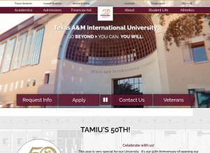 How tamiu.edu looks like on a tablet such as an iPad.