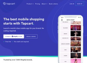 How tapcart.co looks like on a tablet such as an iPad.