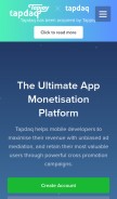 How tapdaq.com looks like on a mobile device such as an iPhone.