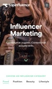 How tapinfluence.com looks like on a mobile device such as an iPhone.