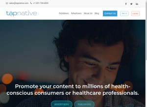 How tapnative.com looks like on a tablet such as an iPad.