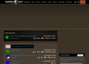 How tappedout.net looks like on a tablet such as an iPad.