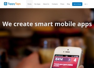 How tappytaps.com looks like on a tablet such as an iPad.