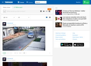 How taringa.net looks like on a tablet such as an iPad.