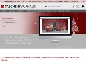 How taschenkaufhaus.de looks like on a tablet such as an iPad.