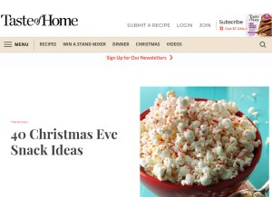 How tasteofhome.com looks like on a tablet such as an iPad.