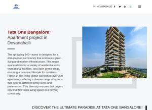 How tataonebangalore.gen.in looks like on a tablet such as an iPad.