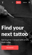 How tattoodo.com looks like on a mobile device such as an iPhone.