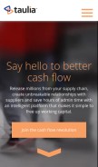 How taulia.com looks like on a mobile device such as an iPhone.