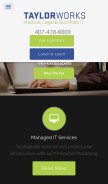 How taylorworks.net looks like on a mobile device such as an iPhone.