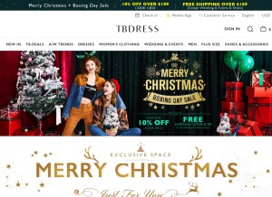 How tbdress.com looks like on a tablet such as an iPad.