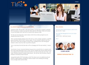 How tbiztravel.com looks like on a tablet such as an iPad.