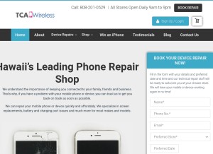 How tcawireless.com looks like on a tablet such as an iPad.